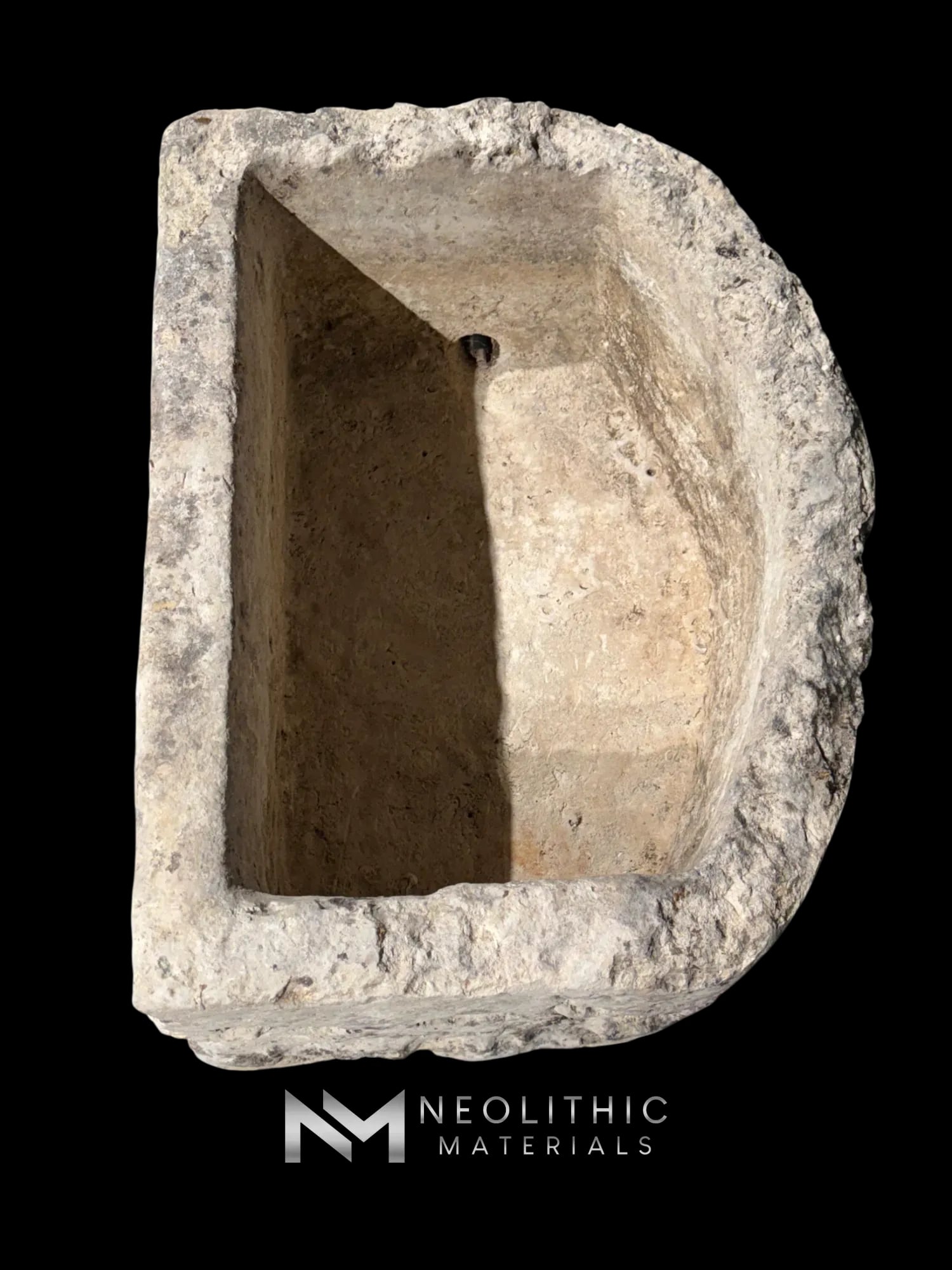 French Antique Half Moon Limestone Trough - Image 4