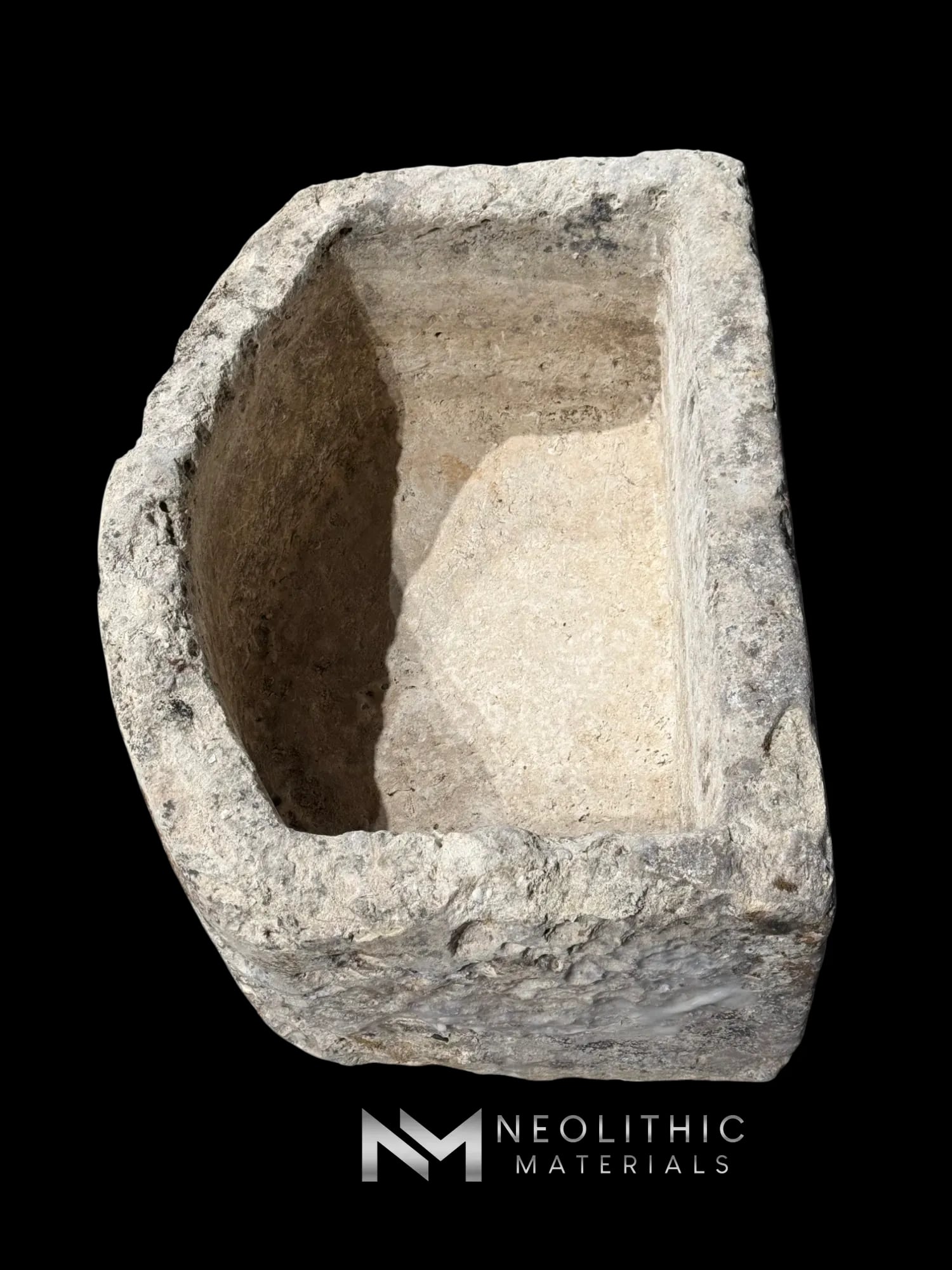 French Antique Half Moon Limestone Trough - Image 5