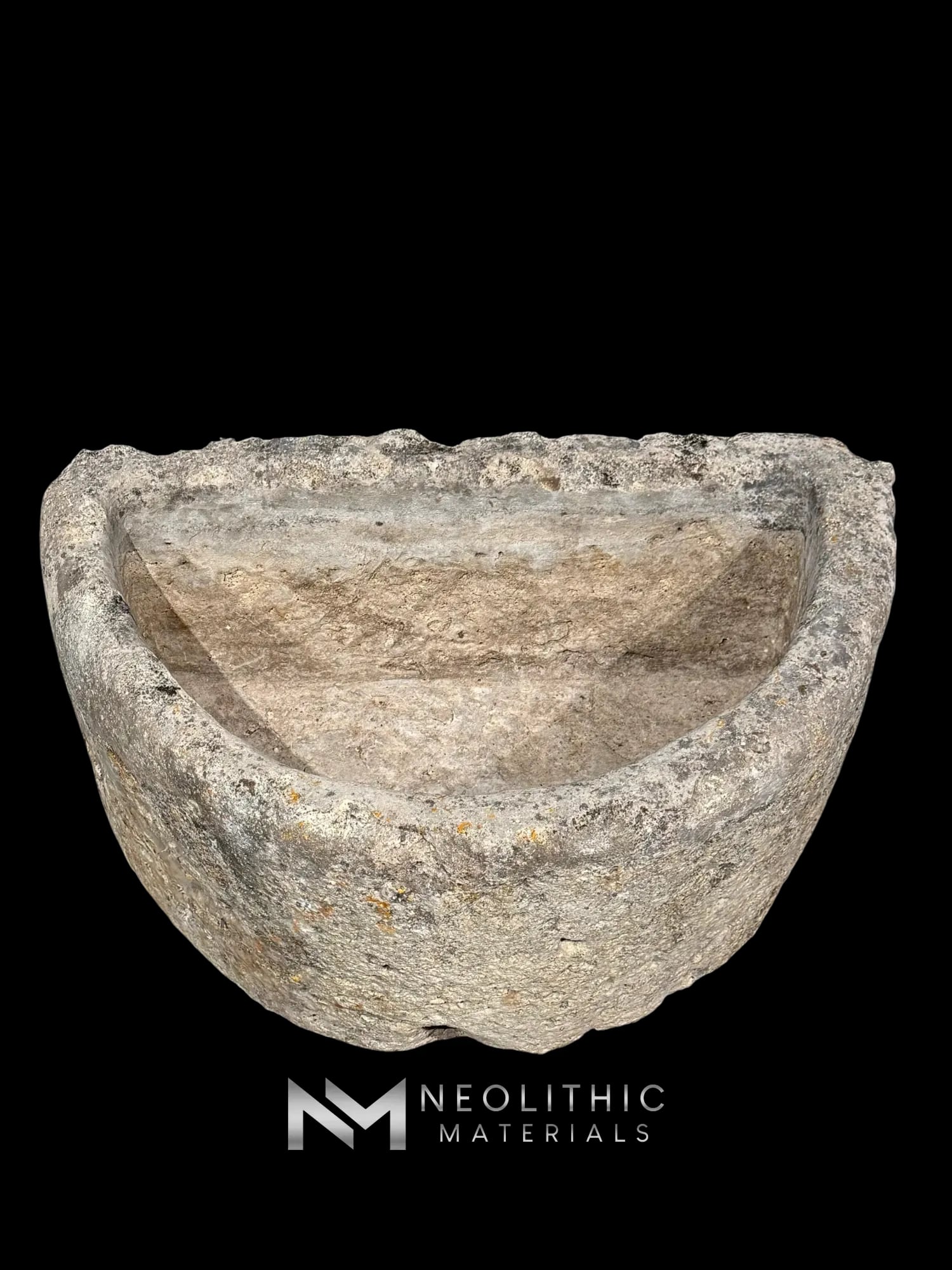 French Antique Half Moon Limestone Trough