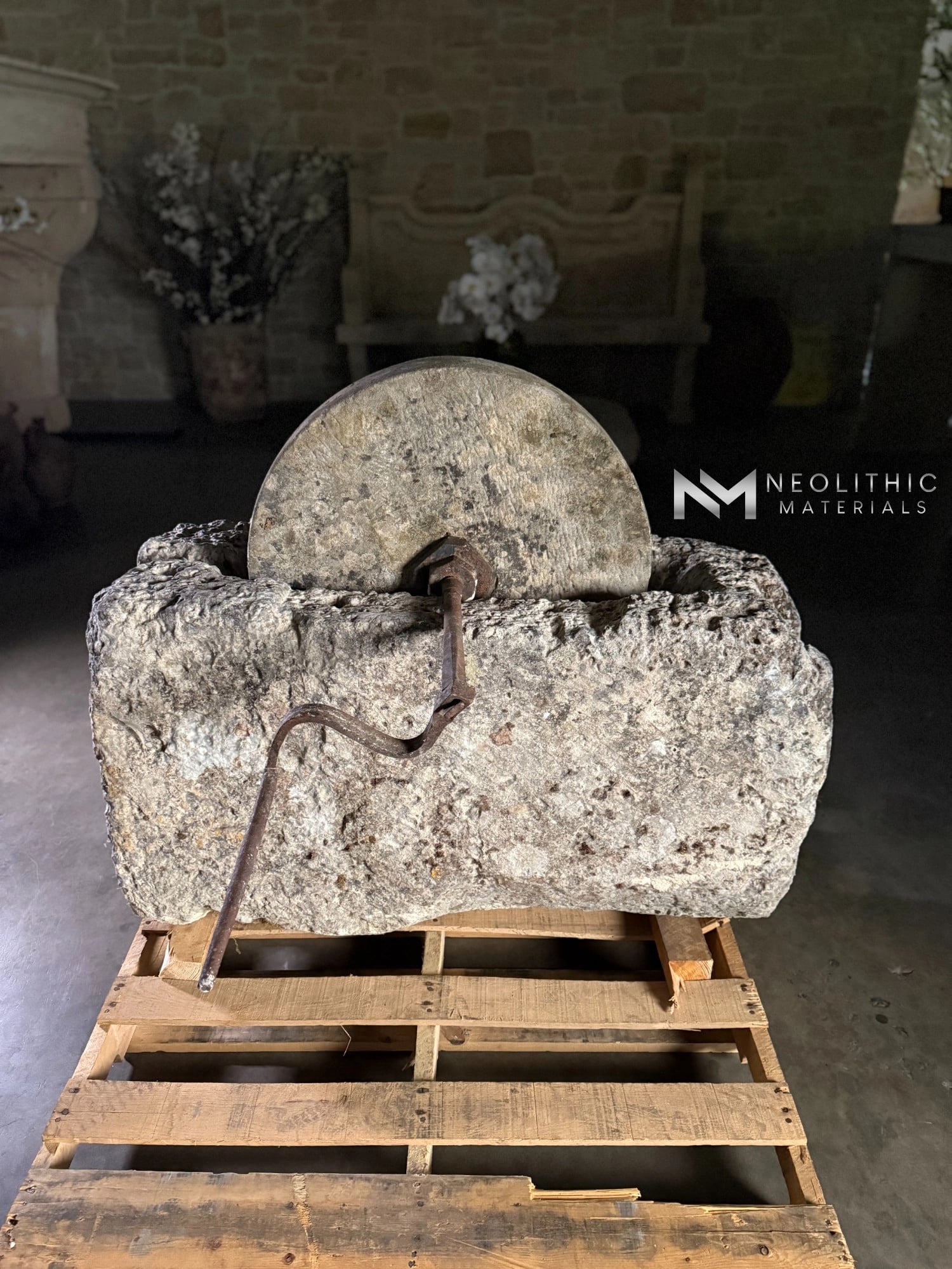 French Antique 19th Century Limestone Mill - Image 1