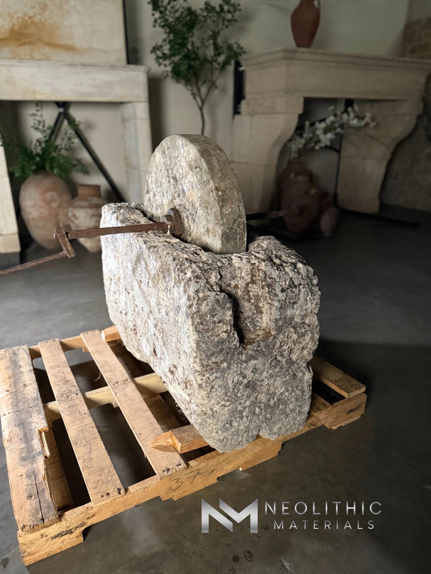 French Antique 19th Century Limestone Mill - Image 3