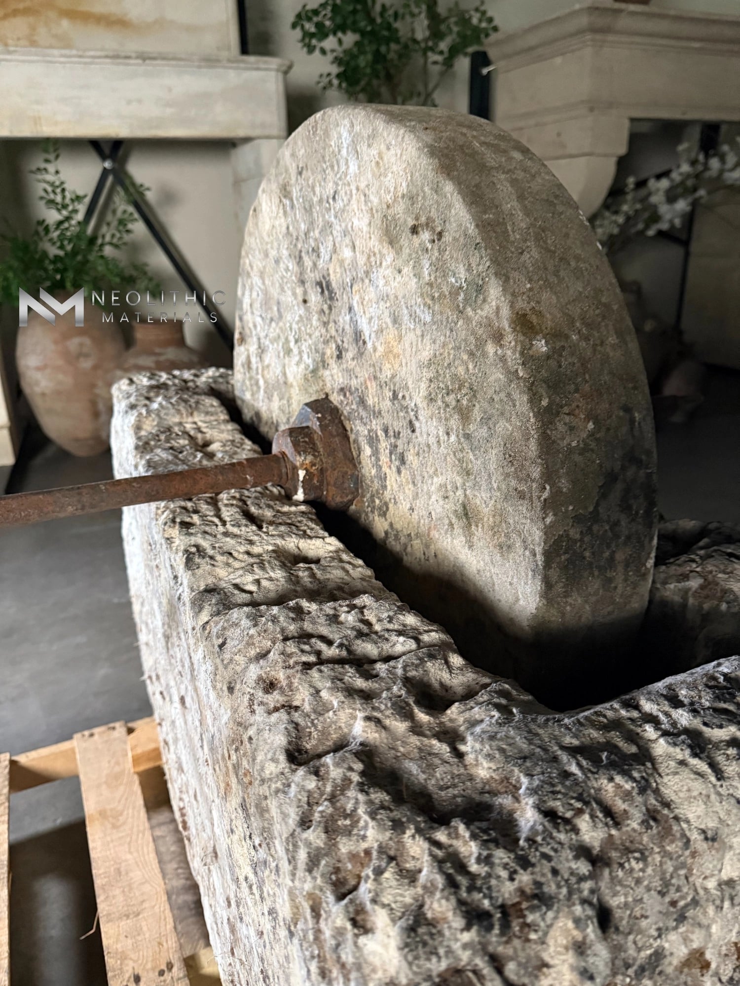 French Antique 19th Century Limestone Mill - Image 4