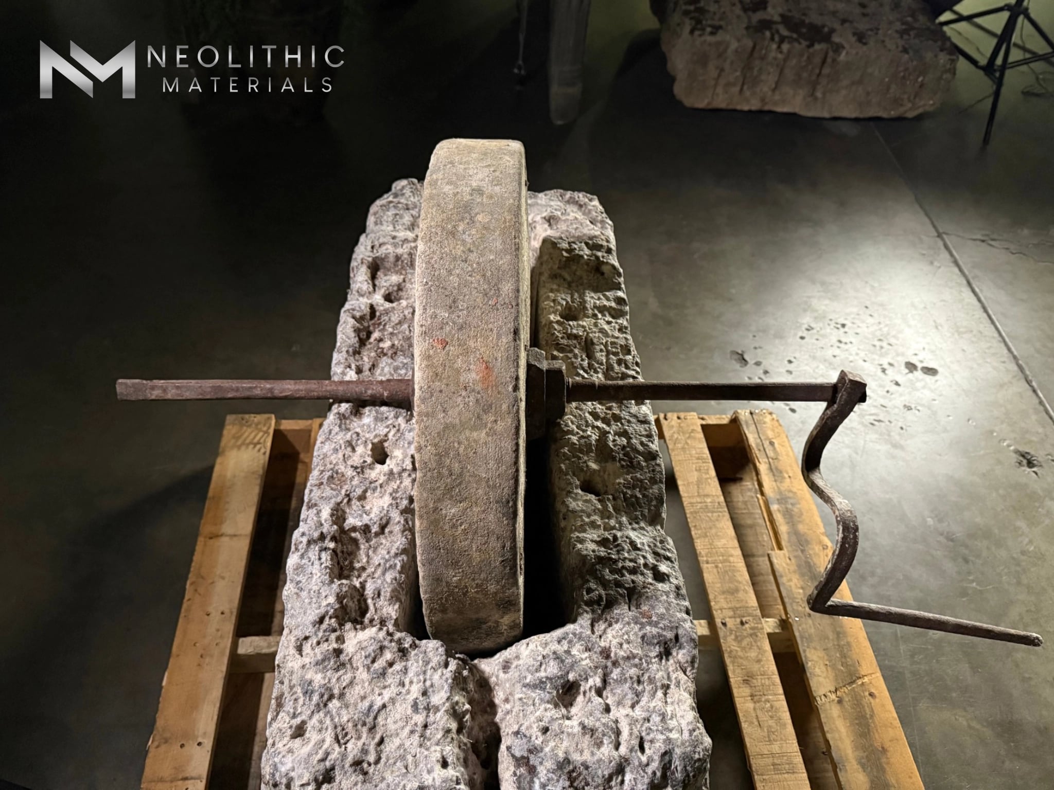 French Antique 19th Century Limestone Mill - Image 5
