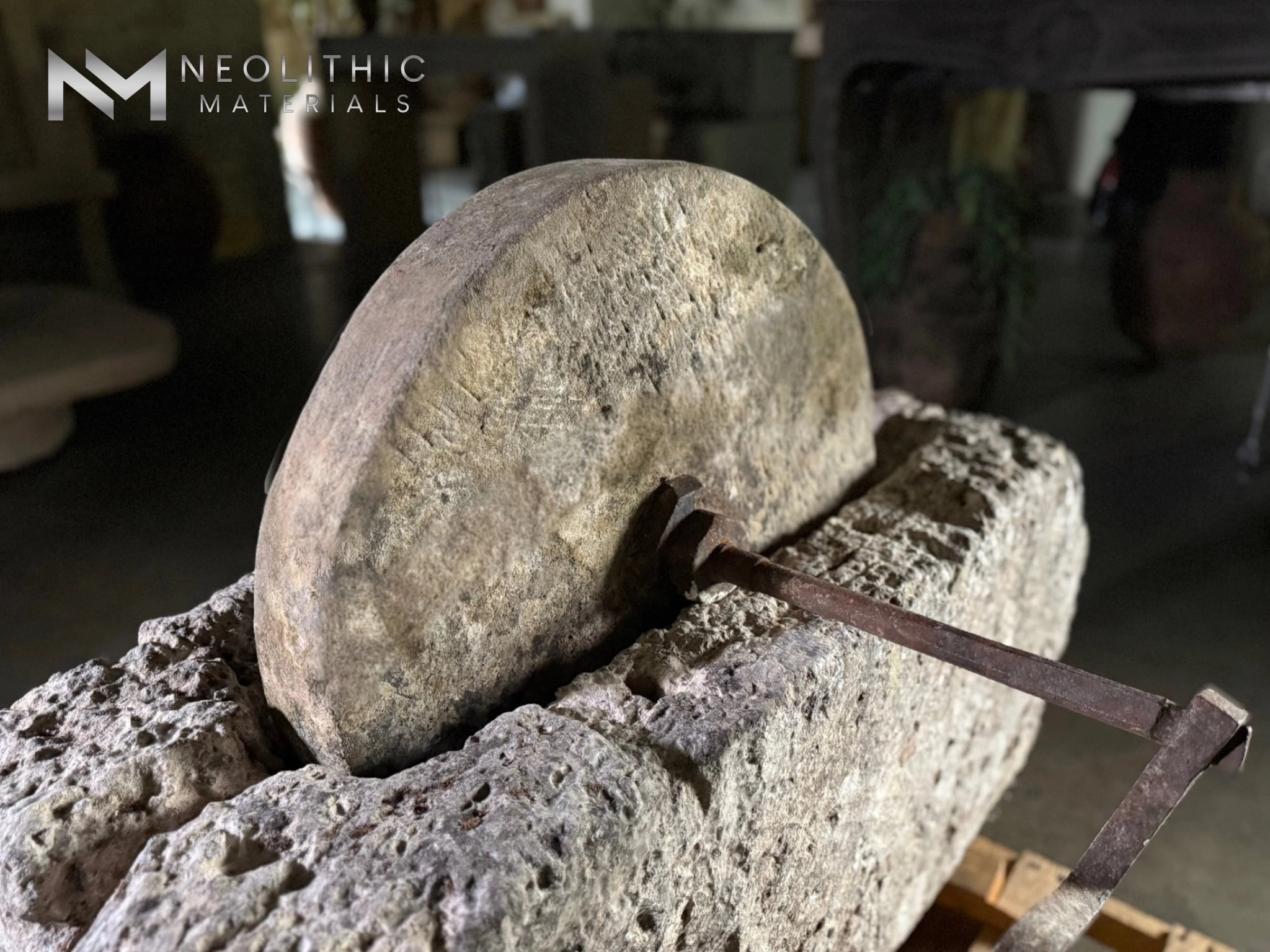 French Antique 19th Century Limestone Mill - Image 6