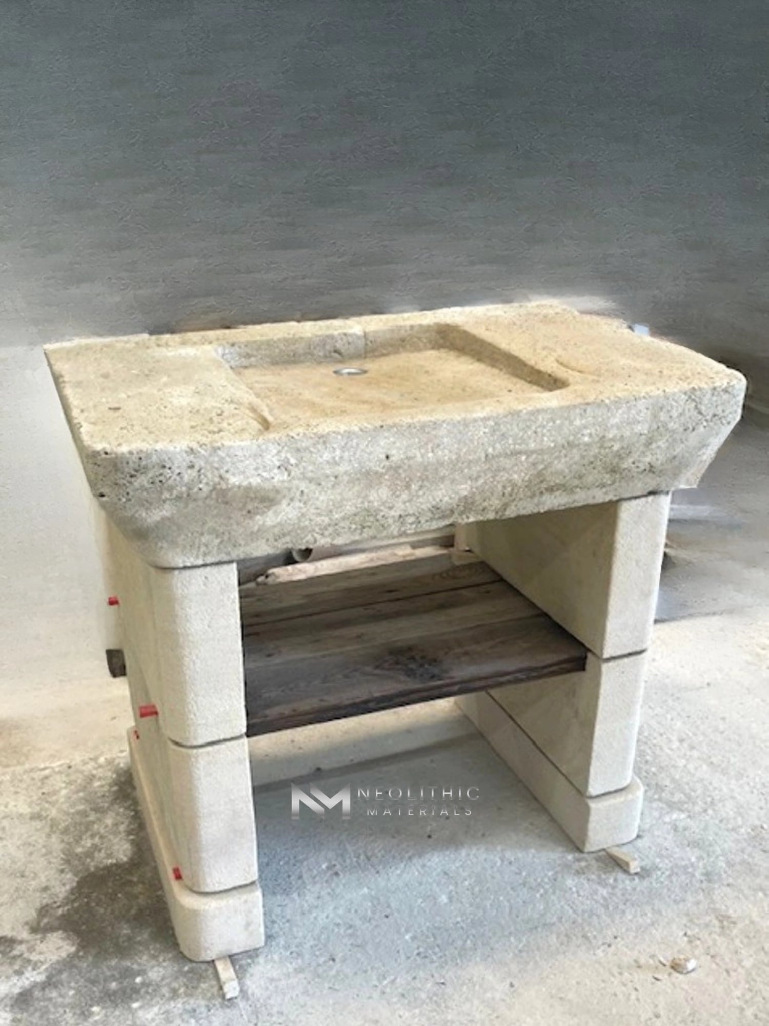 French Antique Stone Sink with Jambages - Image 1