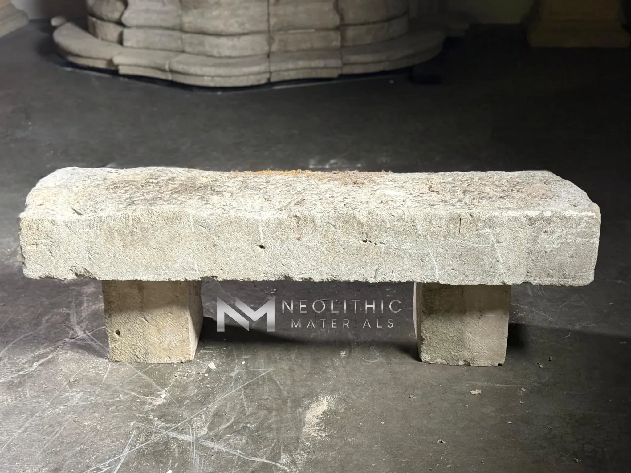 French Antique 19th Century Limestone Bench - Image 1