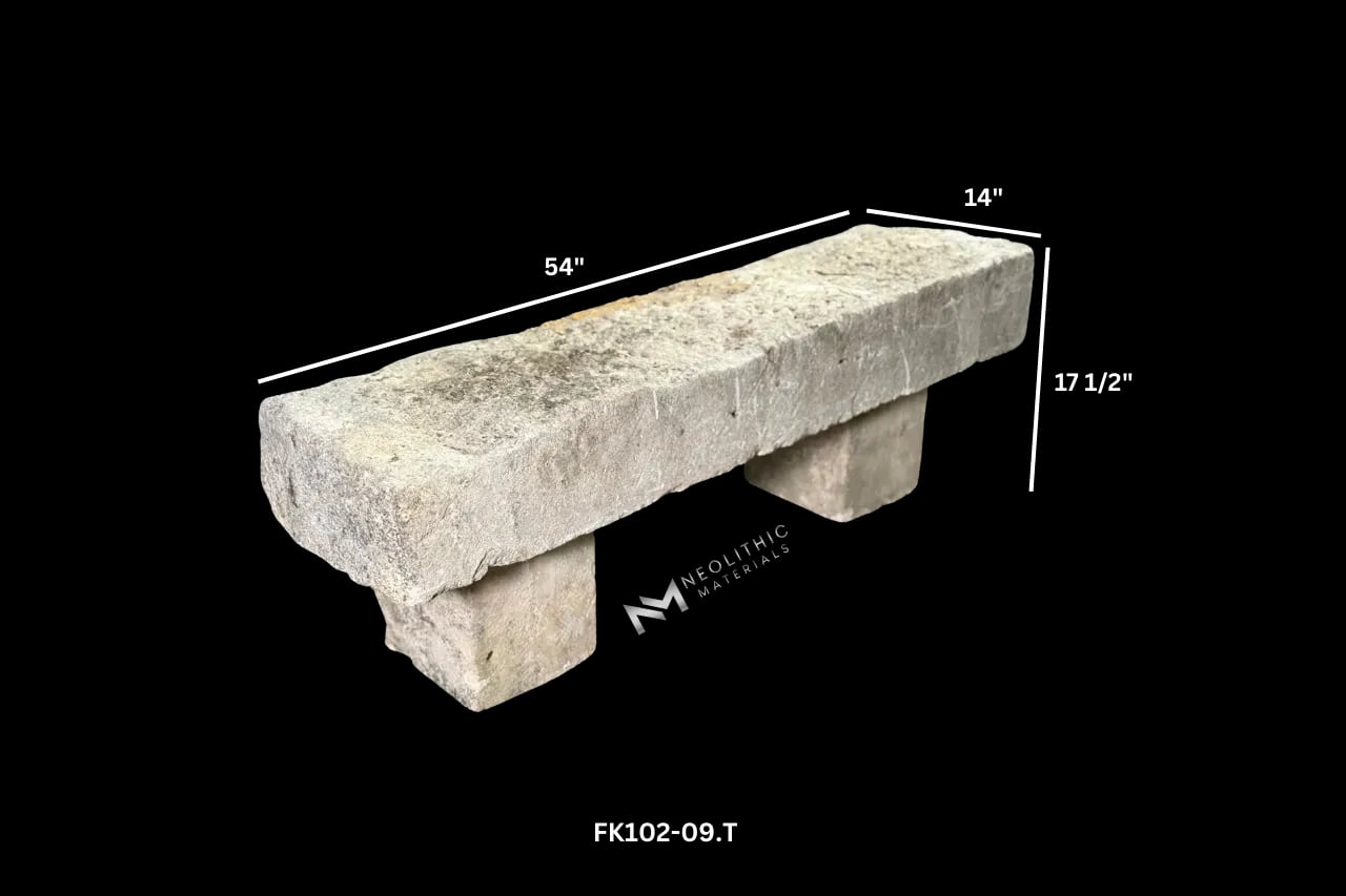 French Antique 19th Century Limestone Bench - Image 7