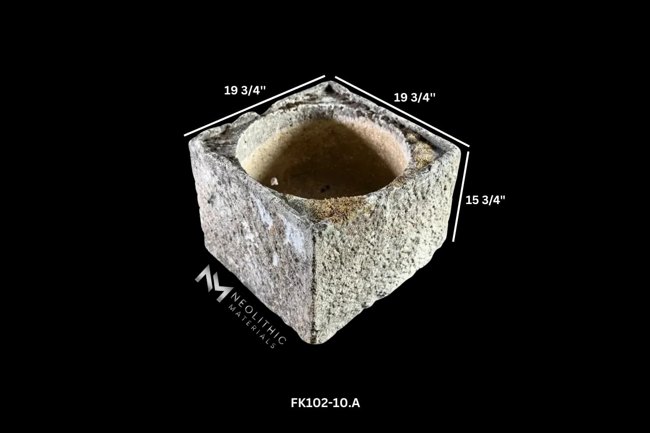 French Antique 19th Century Square Limestone Trough - Image 9