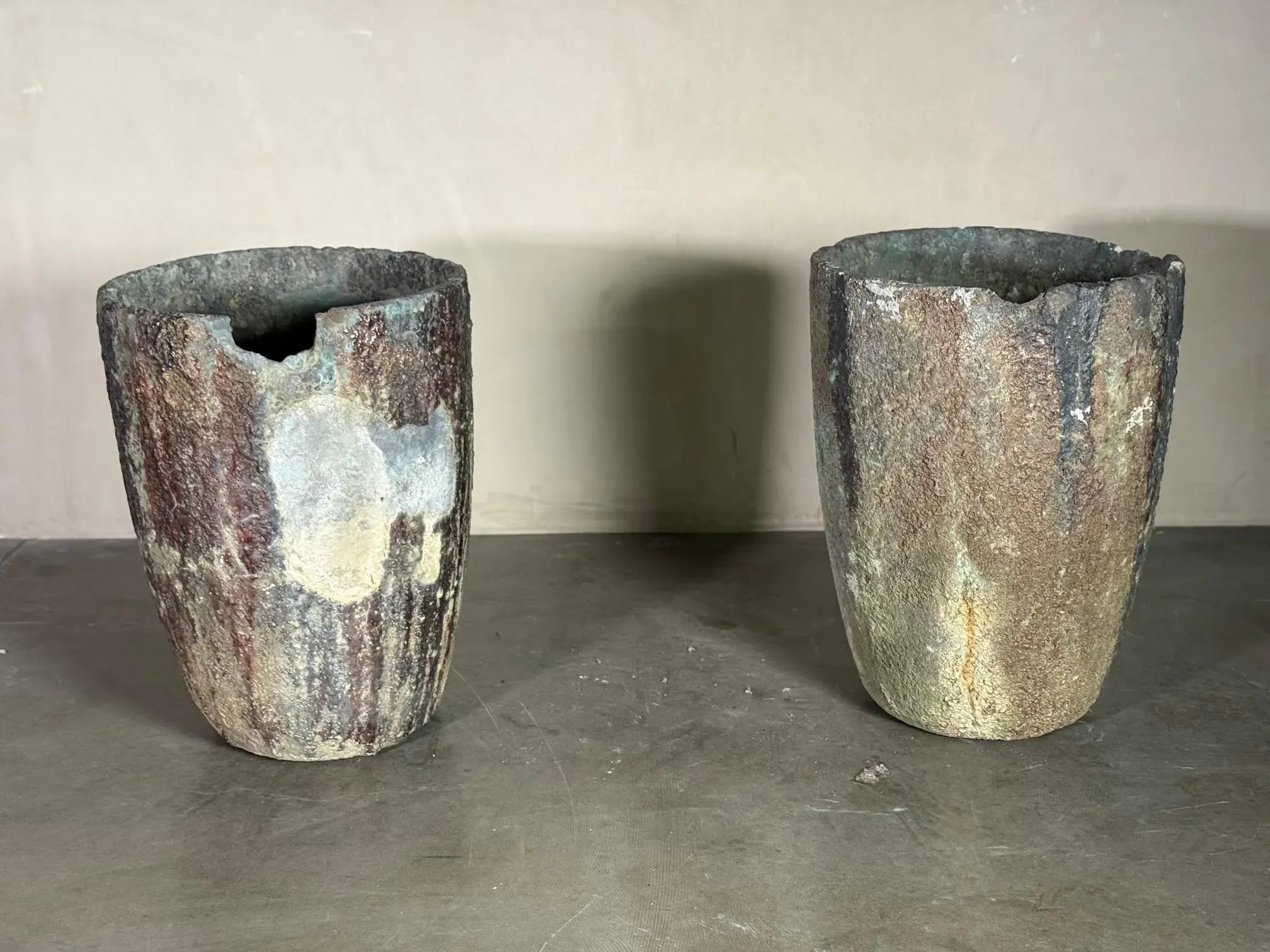 French Antique Large Crucibles (Pair) - Image 1
