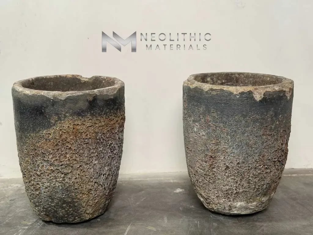 French Antique Foundry Crucibles (Pair) - Image 1