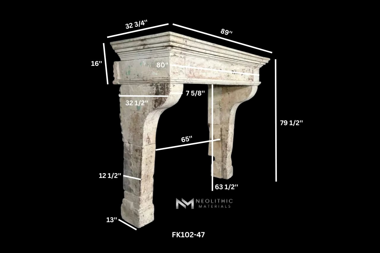 French Antique 18th Century Limestone Fireplace - Image 8