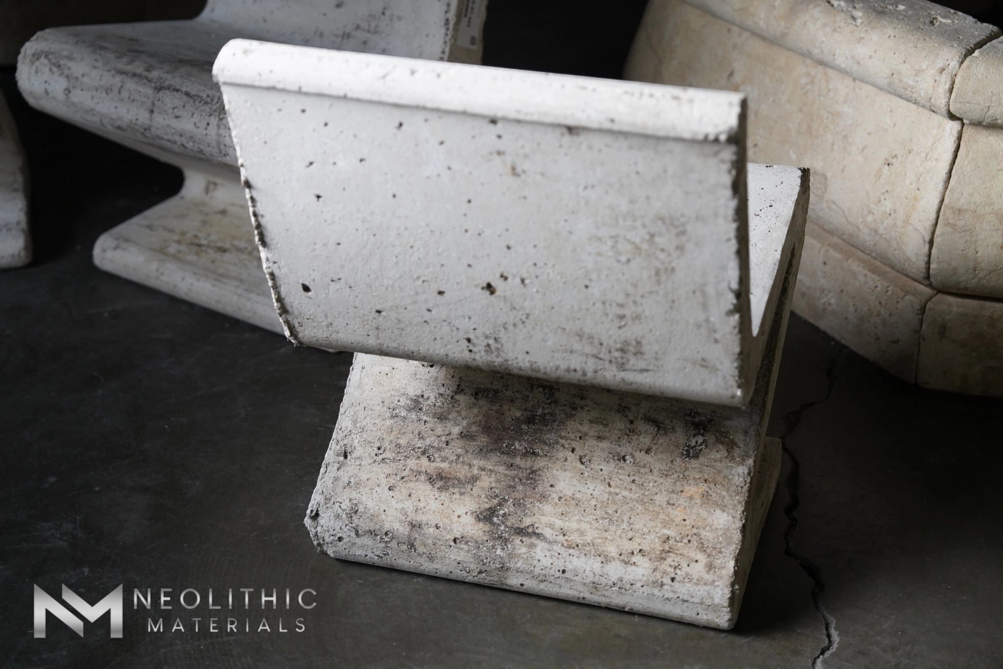 French Antique Zig Zag Concrete Chairs - Image 6
