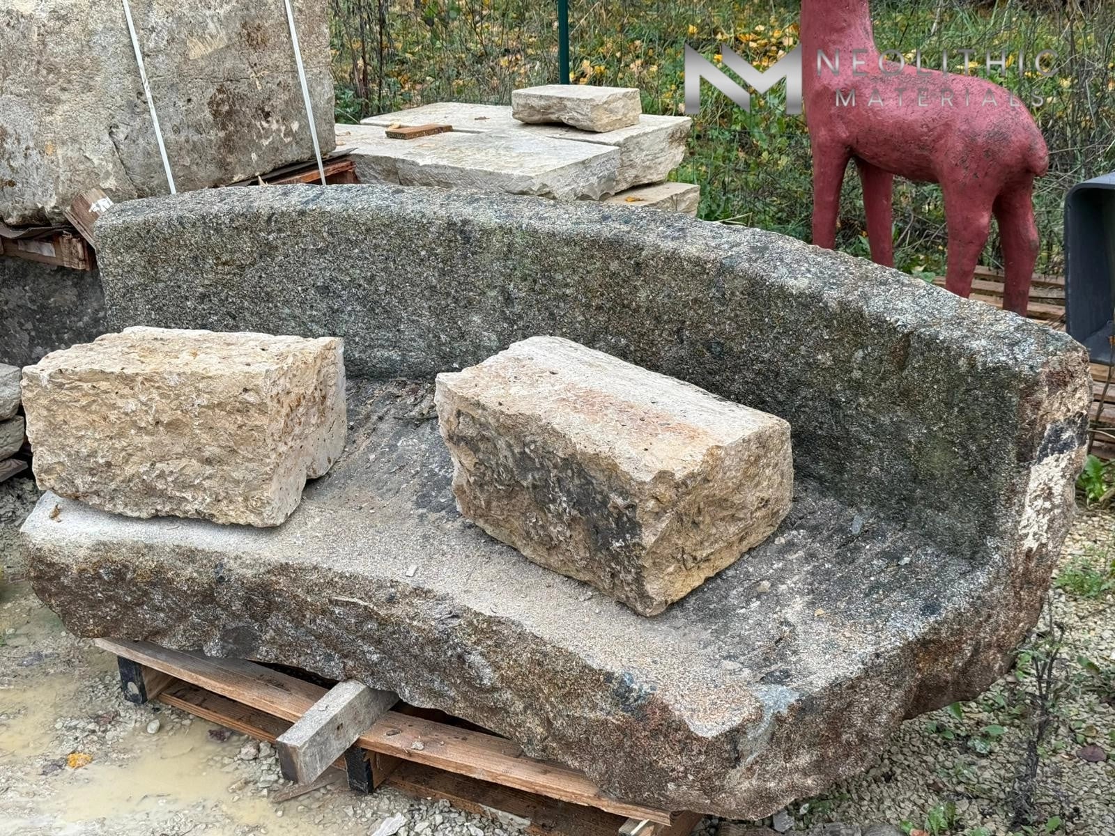 French Antique Limestone Bench