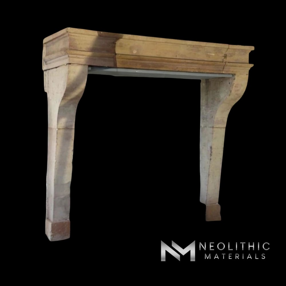French Antique Limestone Fireplace