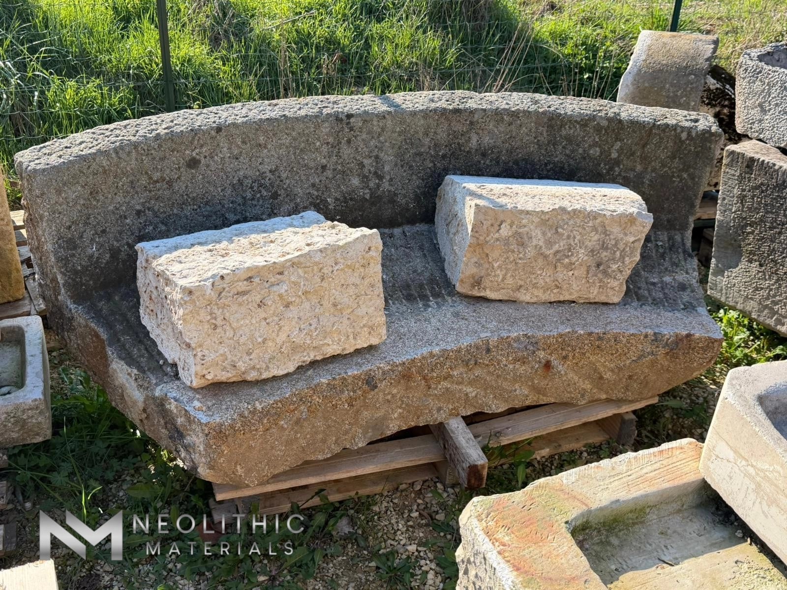 French Antique Limestone Bench