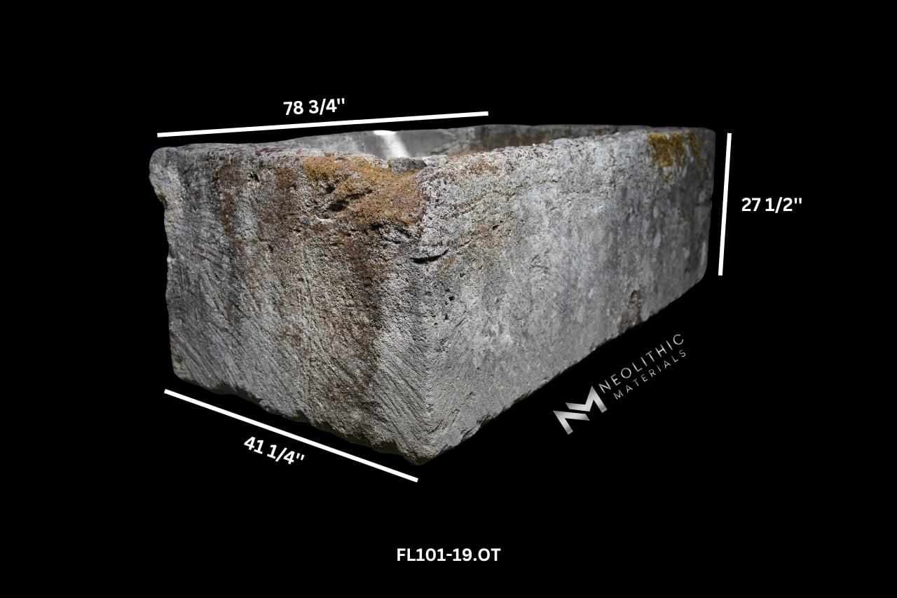 French Antique 19th Century Limestone Trough - Image 2