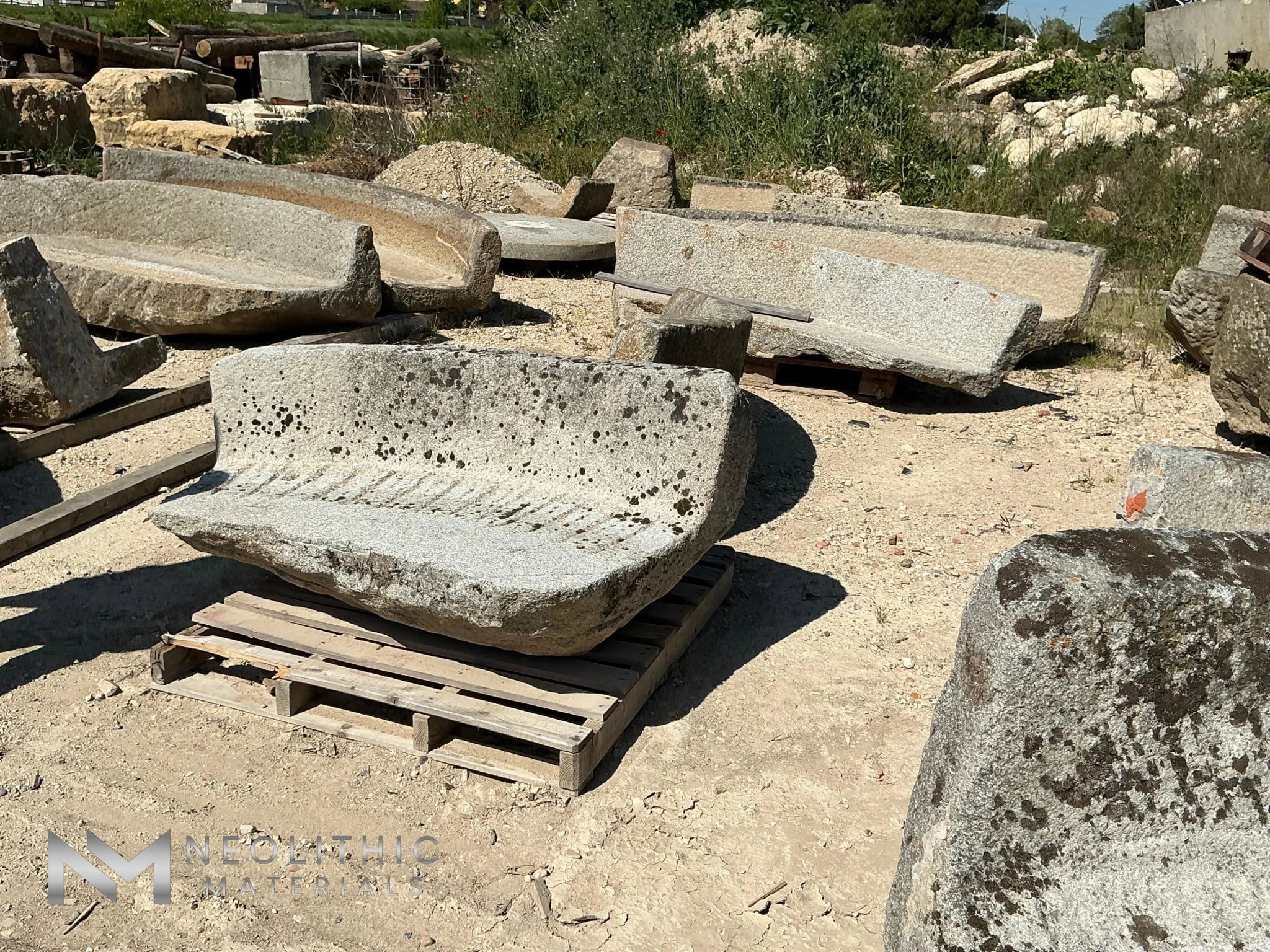 French Antique Limestone Bench - Image 1