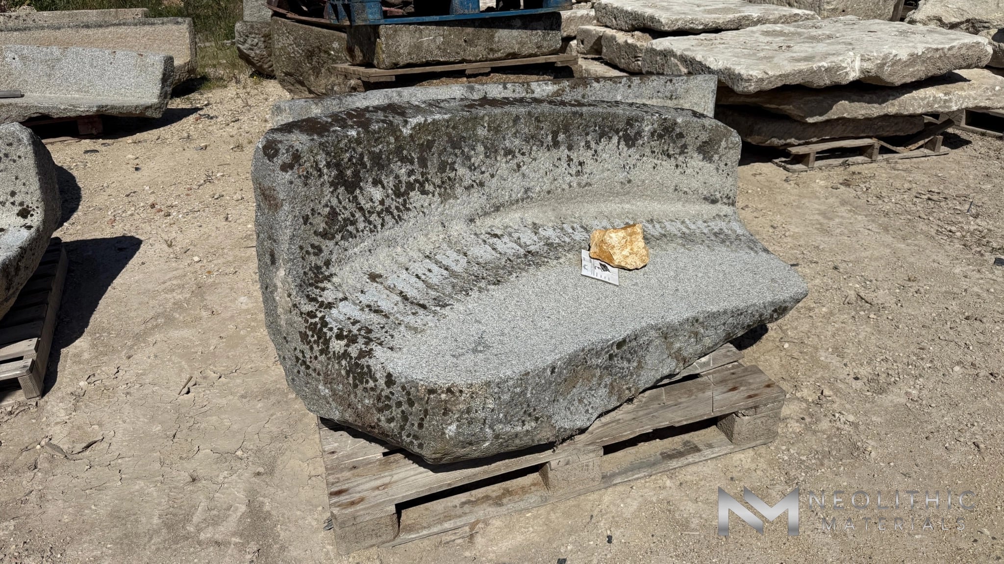 French Antique Limestone Bench - Image 3