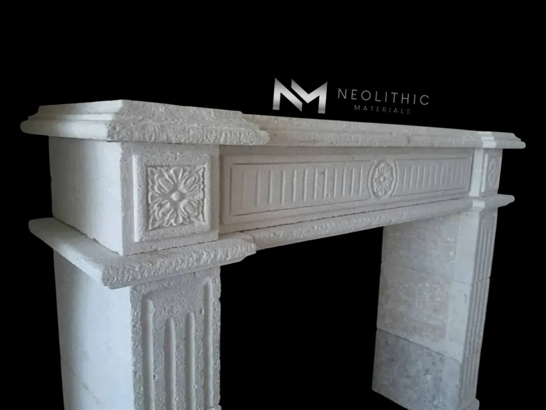 Limestone Fireplace Mantel - Image 2