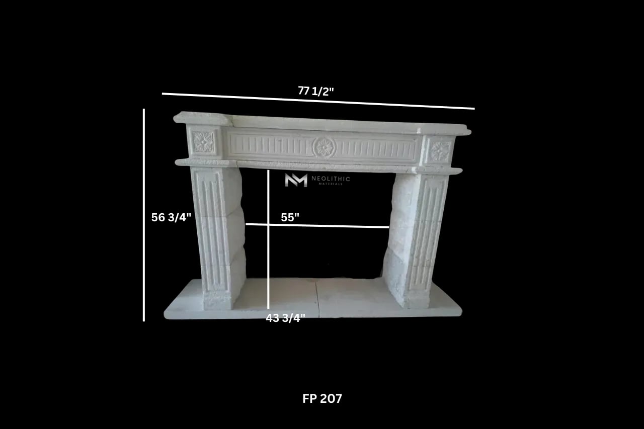 Limestone Fireplace Mantel - Image 3