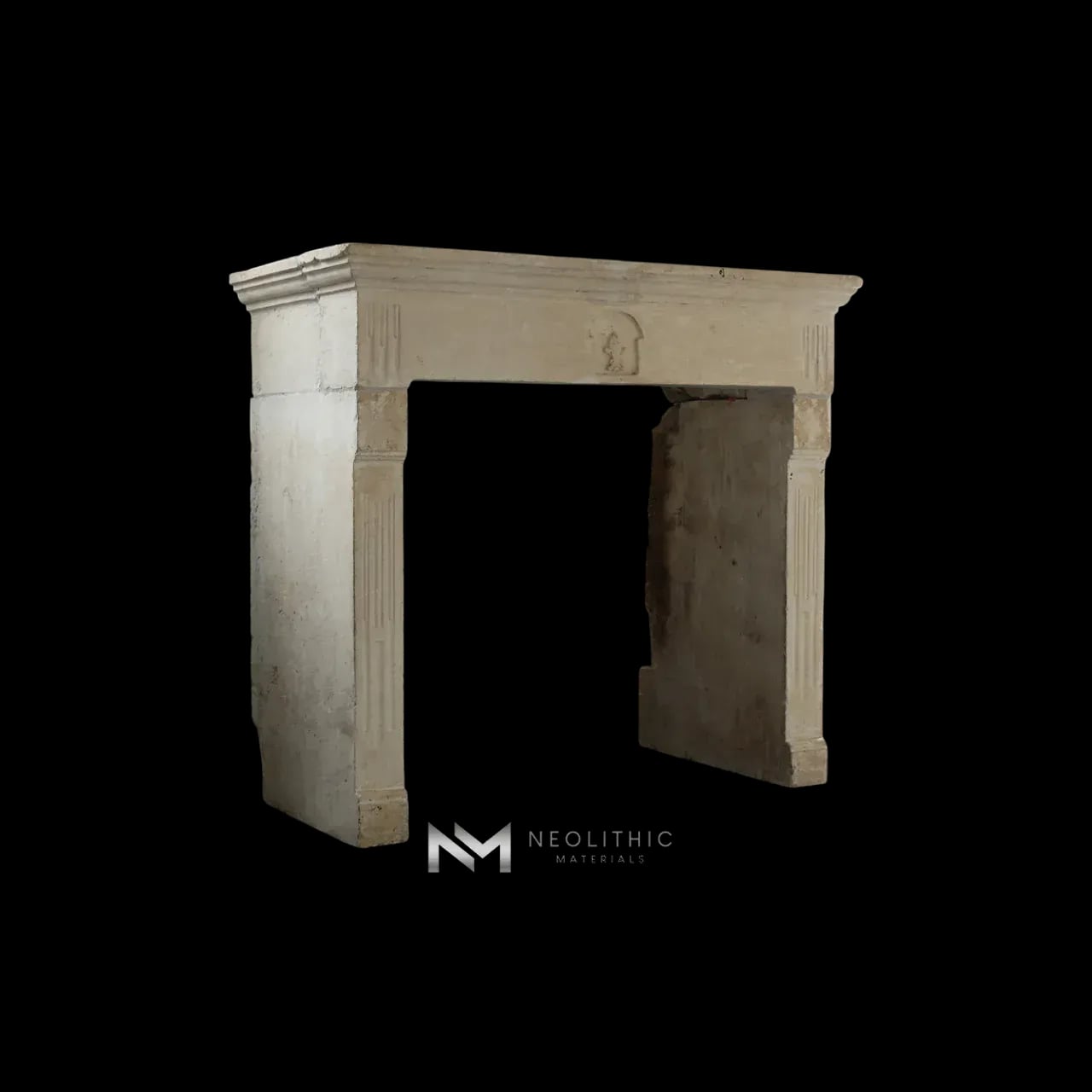 French Antique 19th Century Limestone Fireplace Mantel - Image 2