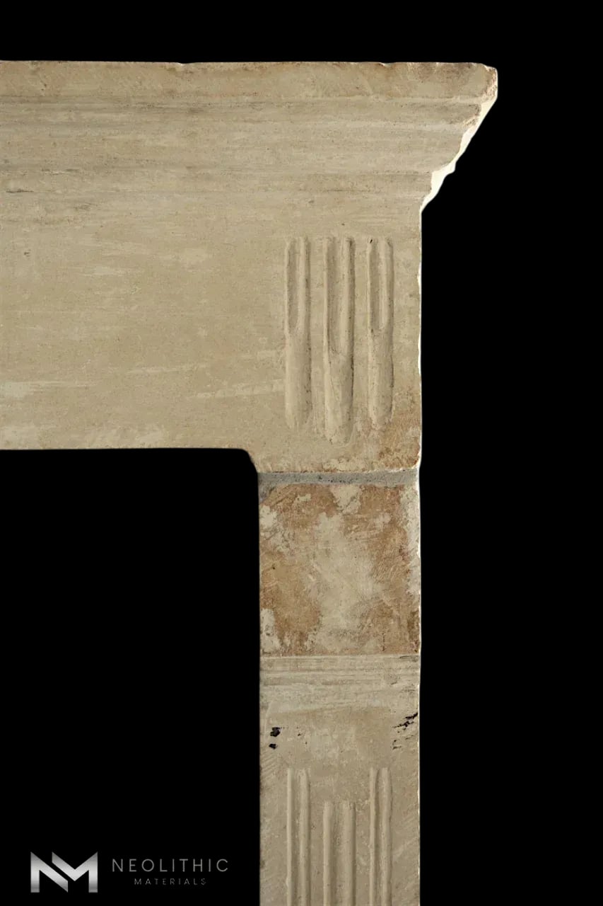 French Antique 19th Century Limestone Fireplace Mantel - Image 4