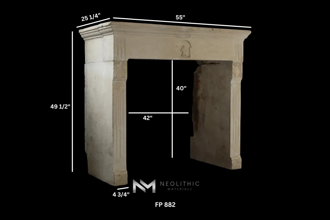 French Antique 19th Century Limestone Fireplace Mantel - Image 7
