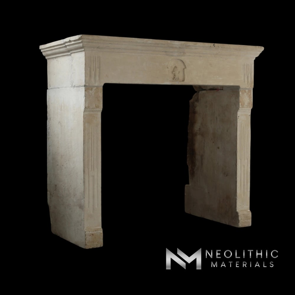French Antique 19th Century Limestone Fireplace Mantel