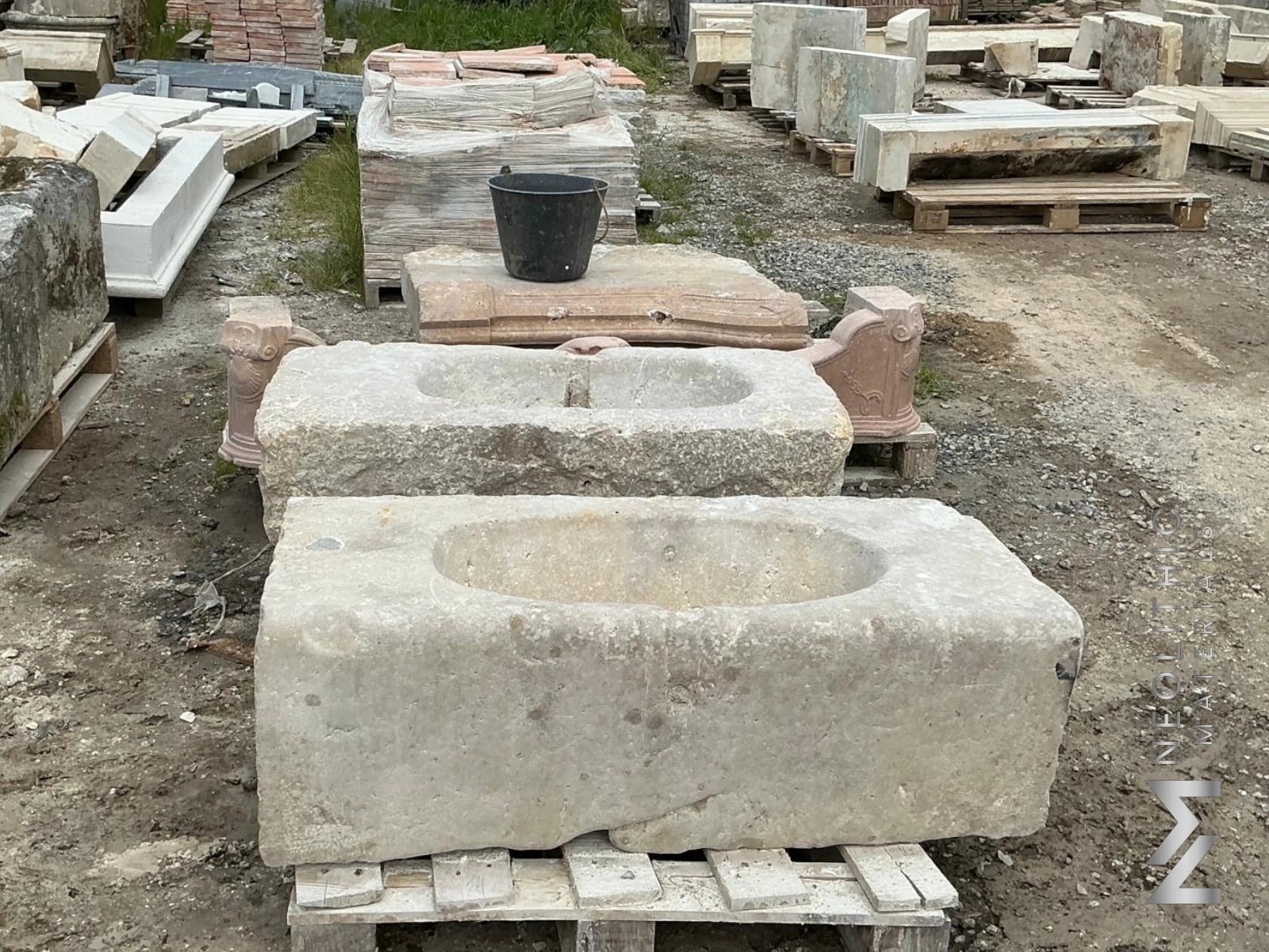 French Antique Limestone Trough