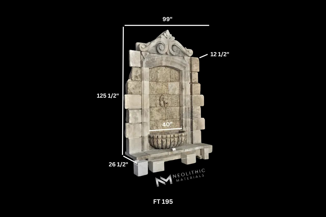 Reclaimed Limestone Wall Fountain - Image 3