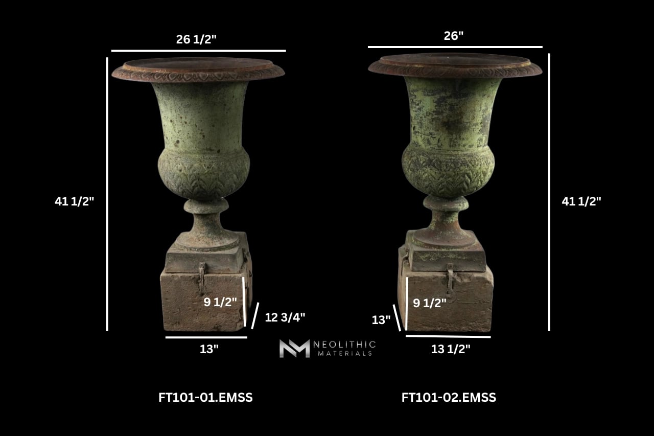 French Antique 18th Century Iron Vase with Marble Base - Image 2