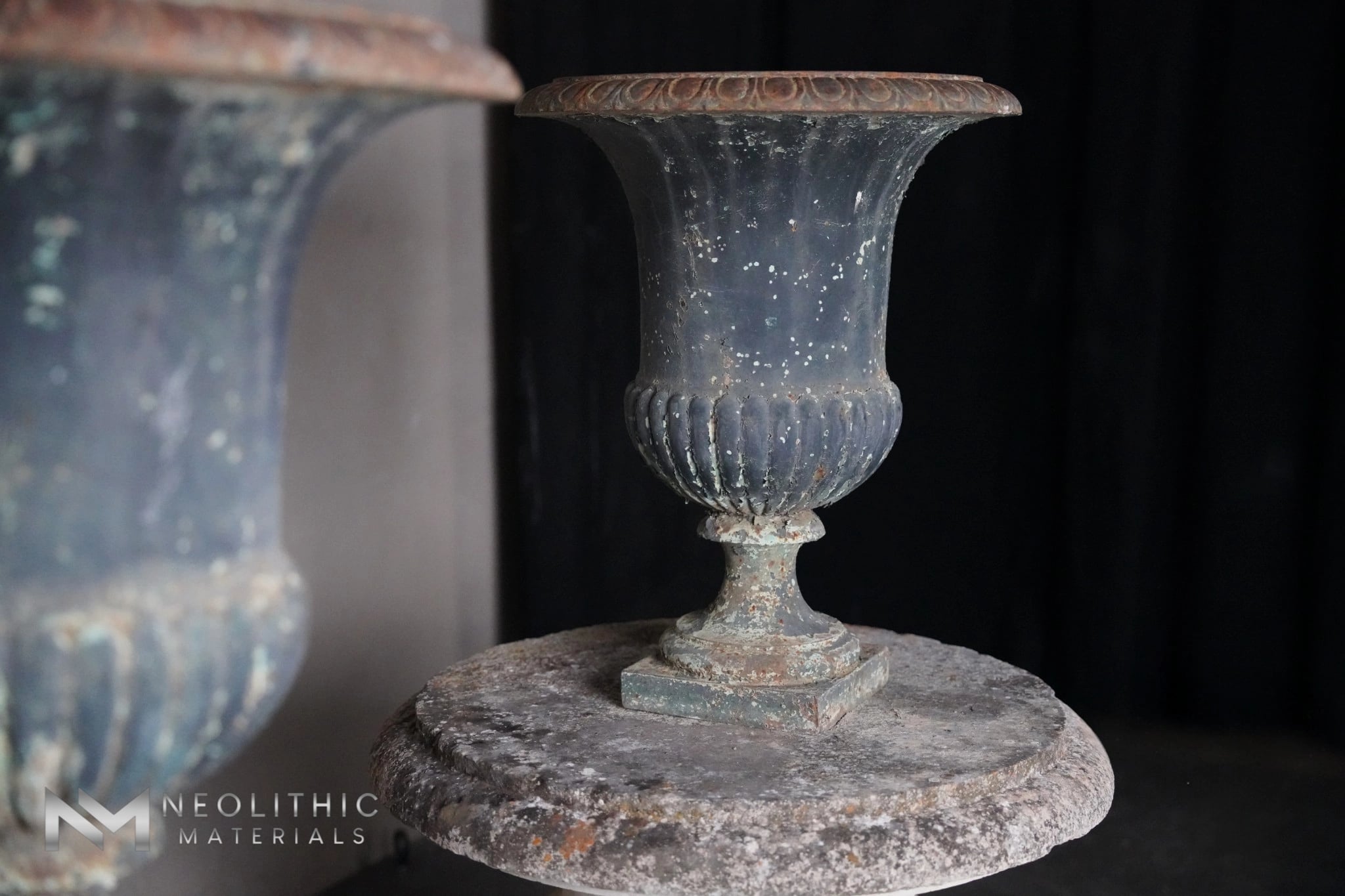 French Antique Iron Vase with Green  Patina - Image 6