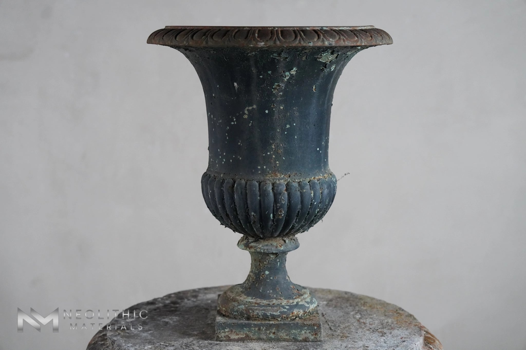 French Antique Iron Vase with Green  Patina - Image 7