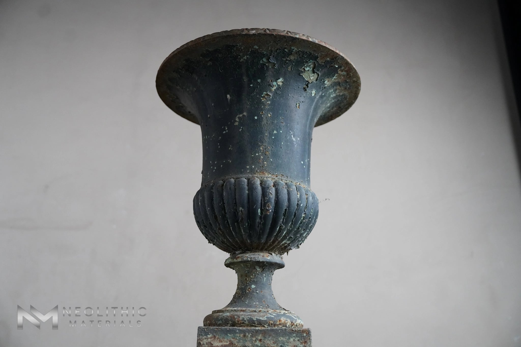 French Antique Iron Vase with Green  Patina - Image 8