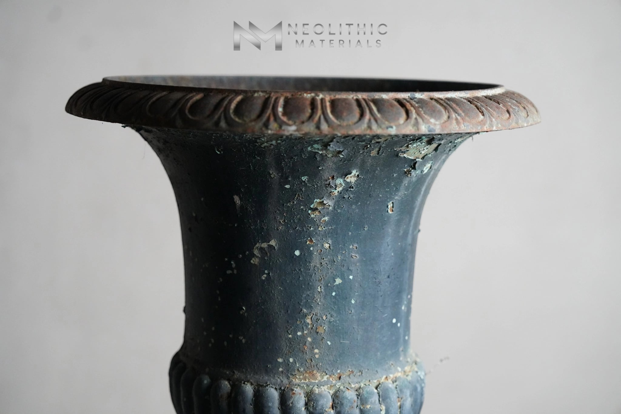 French Antique Iron Vase with Green  Patina - Image 9