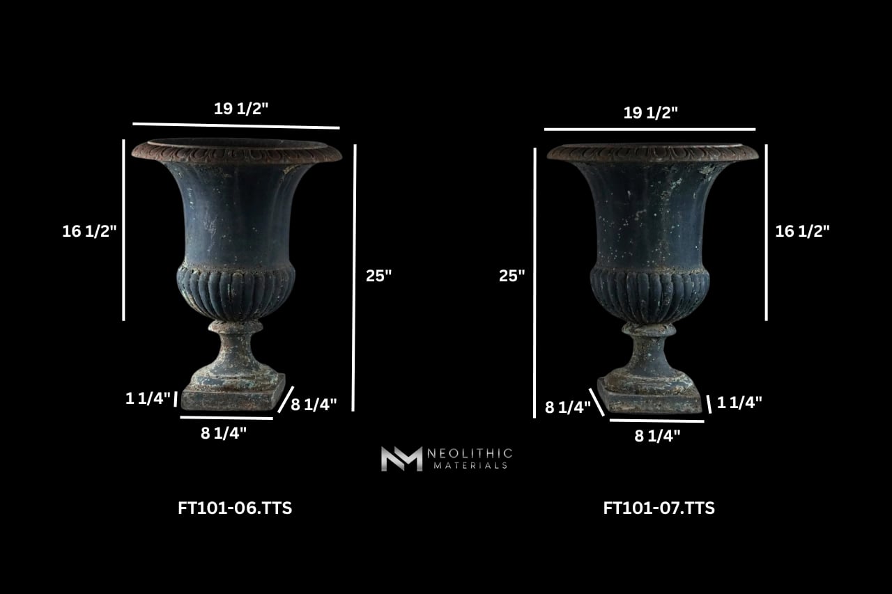French Antique Iron Vase with Green  Patina - Image 2
