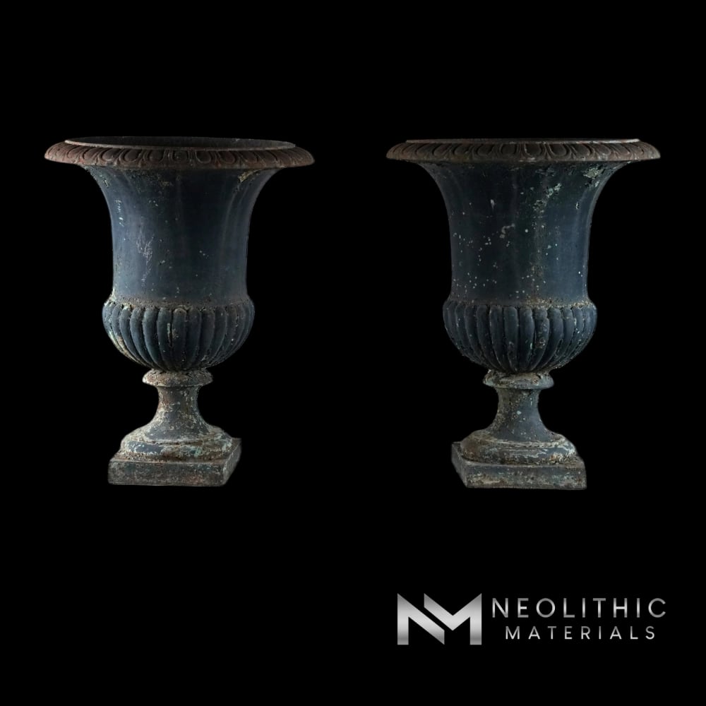 French Antique Iron Vase with Green  Patina