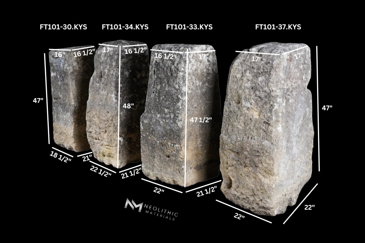 French Antique Limestone Bollards - Image 2
