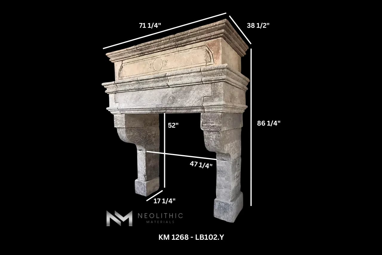 Reclaimed Limestone Fireplace - Image 2