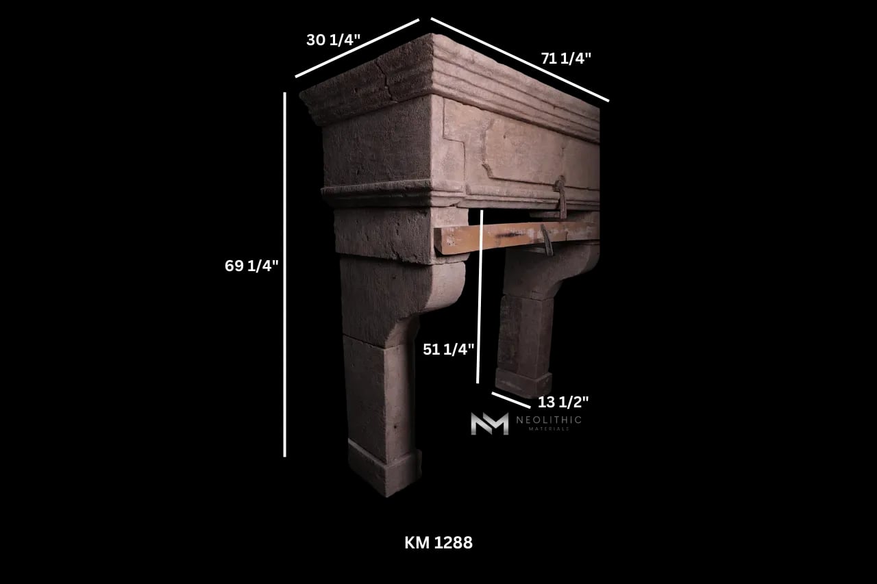 Reclaimed Limestone Fireplace - Image 5
