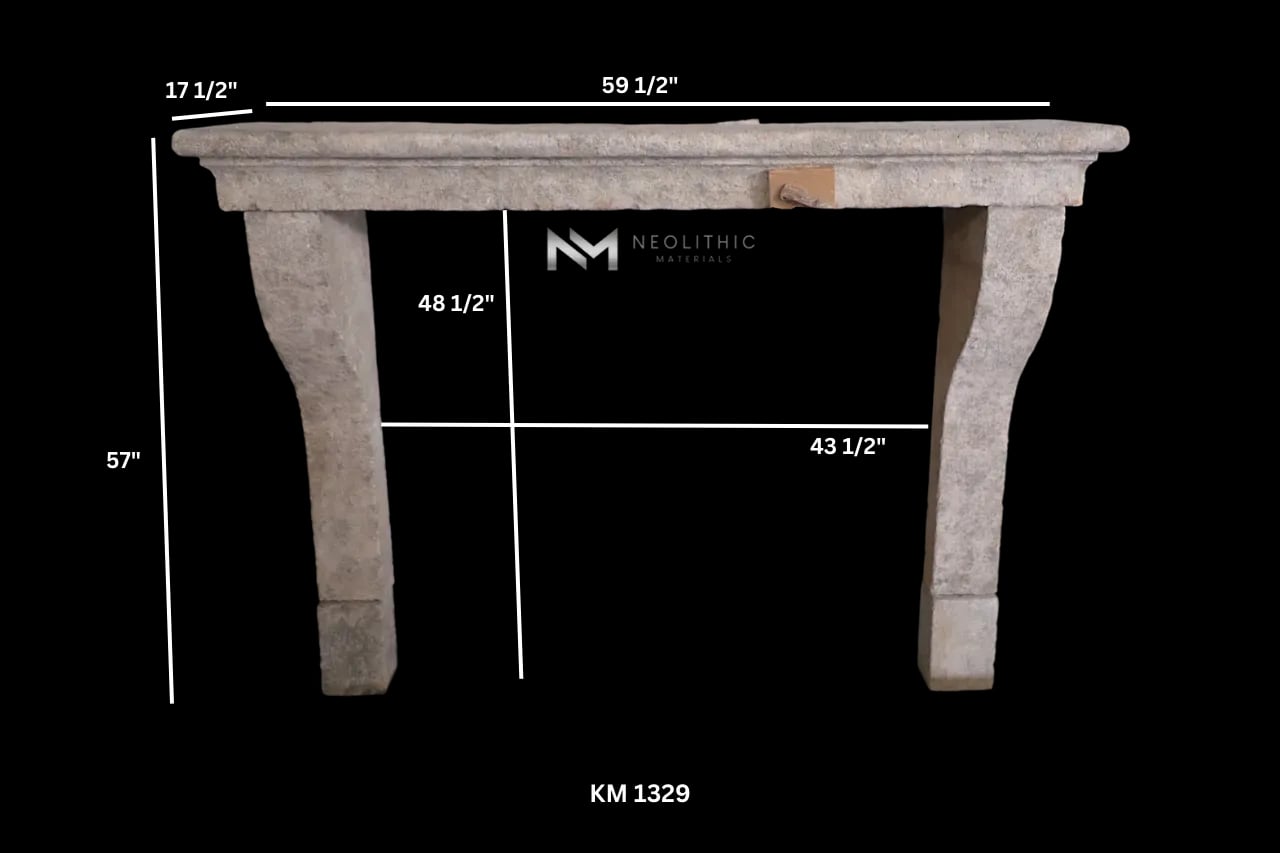 Reclaimed Limestone Fireplace - Image 4