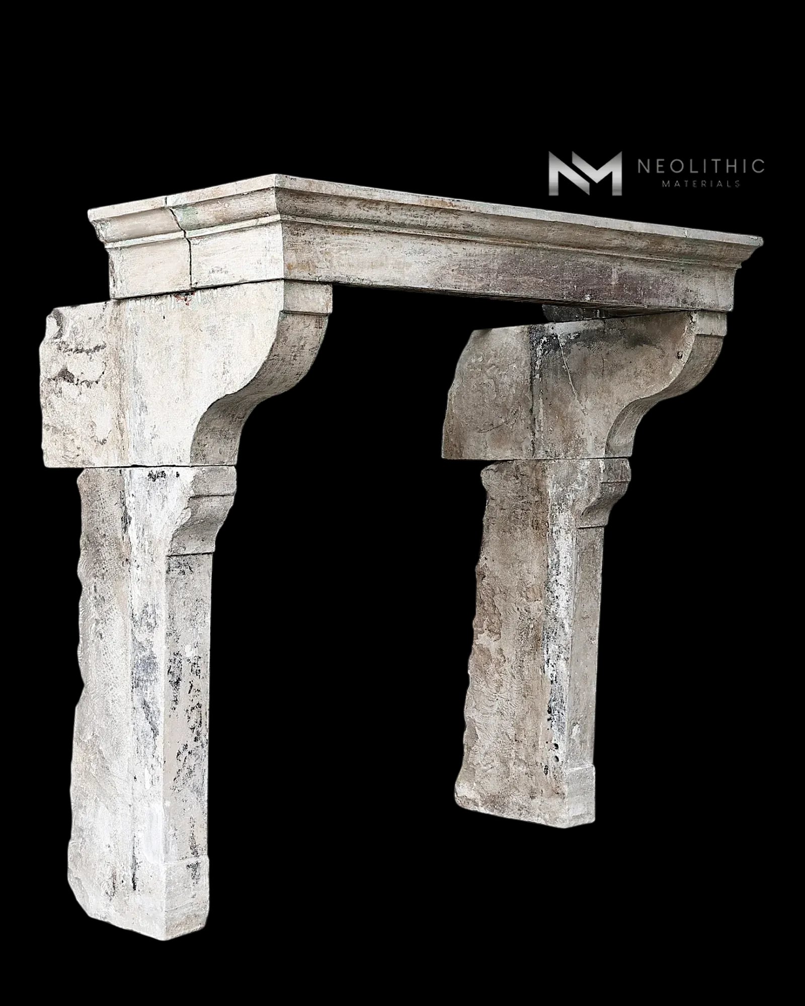 Antique Mediterranean Limestone Fireplace - Image 2