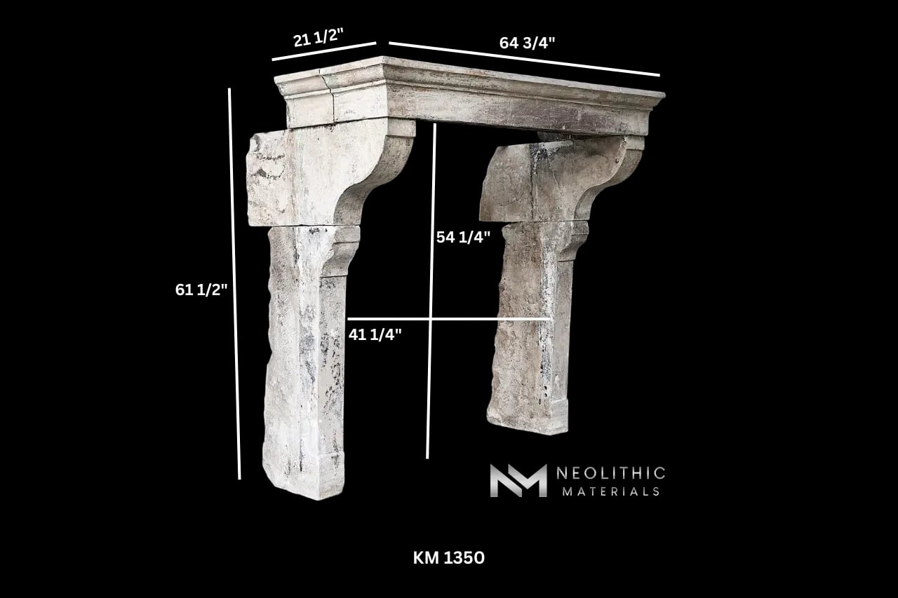 Antique Mediterranean Limestone Fireplace - Image 6