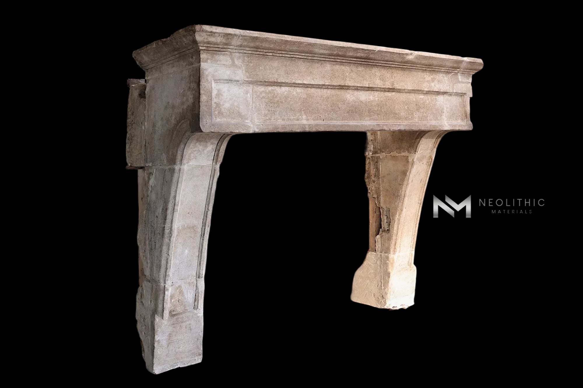 Antique Mediterranean Limestone Fireplace - Image 2