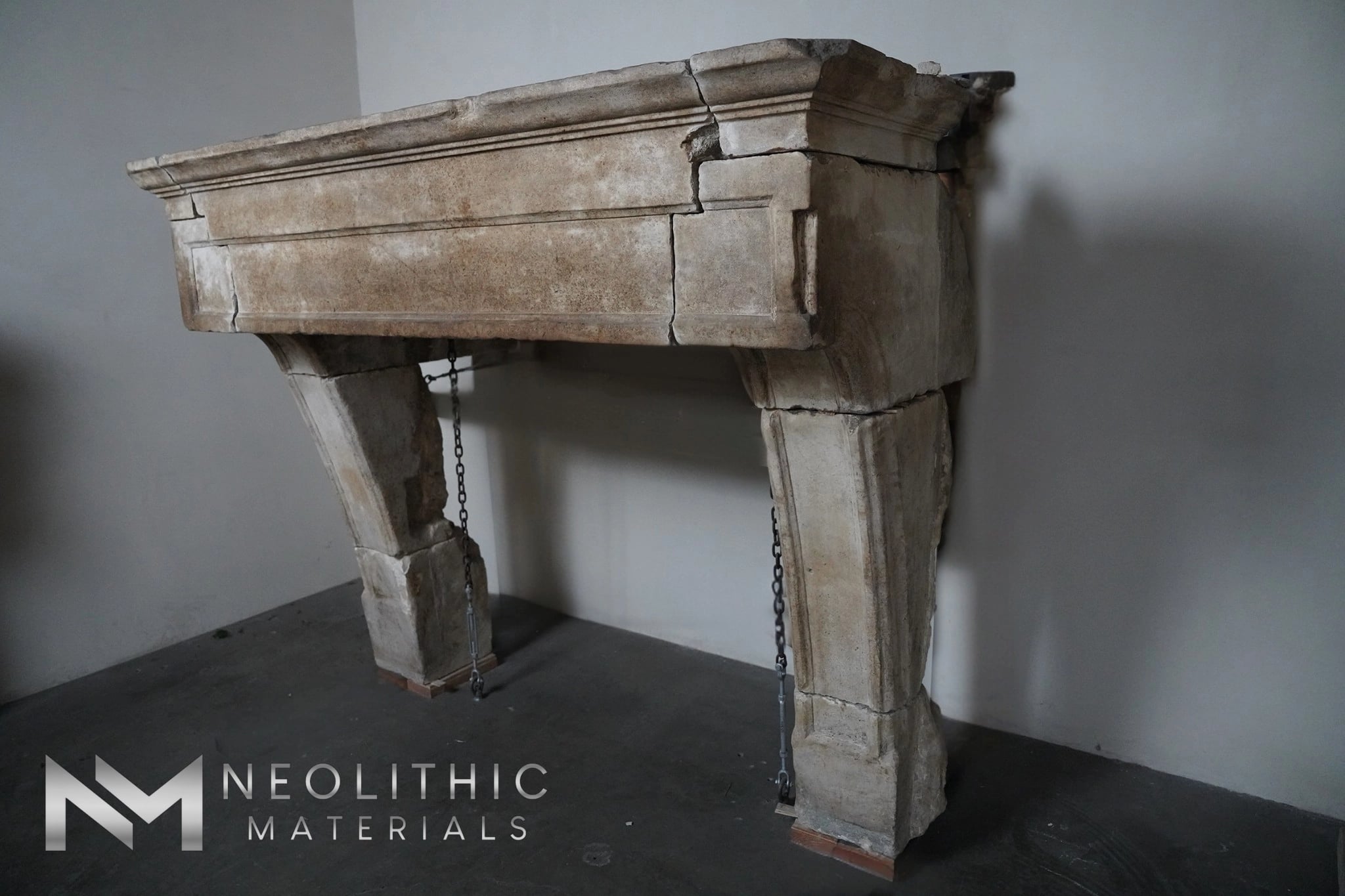 Antique Mediterranean Limestone Fireplace - Image 3