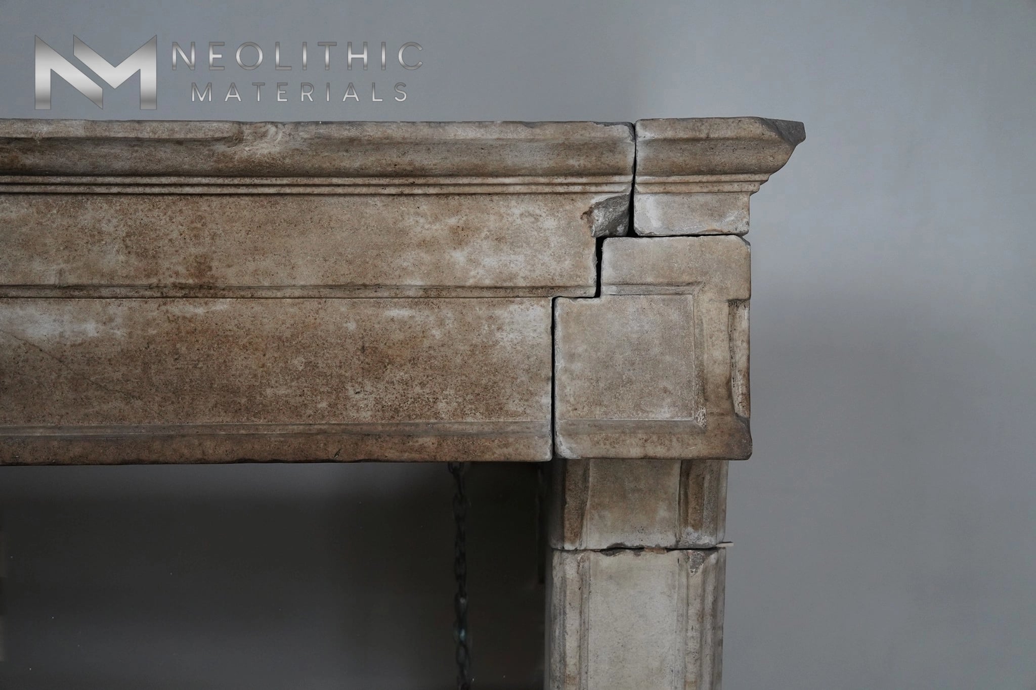 Antique Mediterranean Limestone Fireplace - Image 5