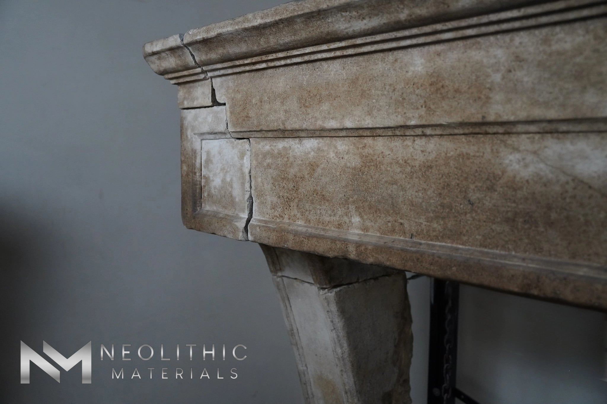 Antique Mediterranean Limestone Fireplace - Image 6