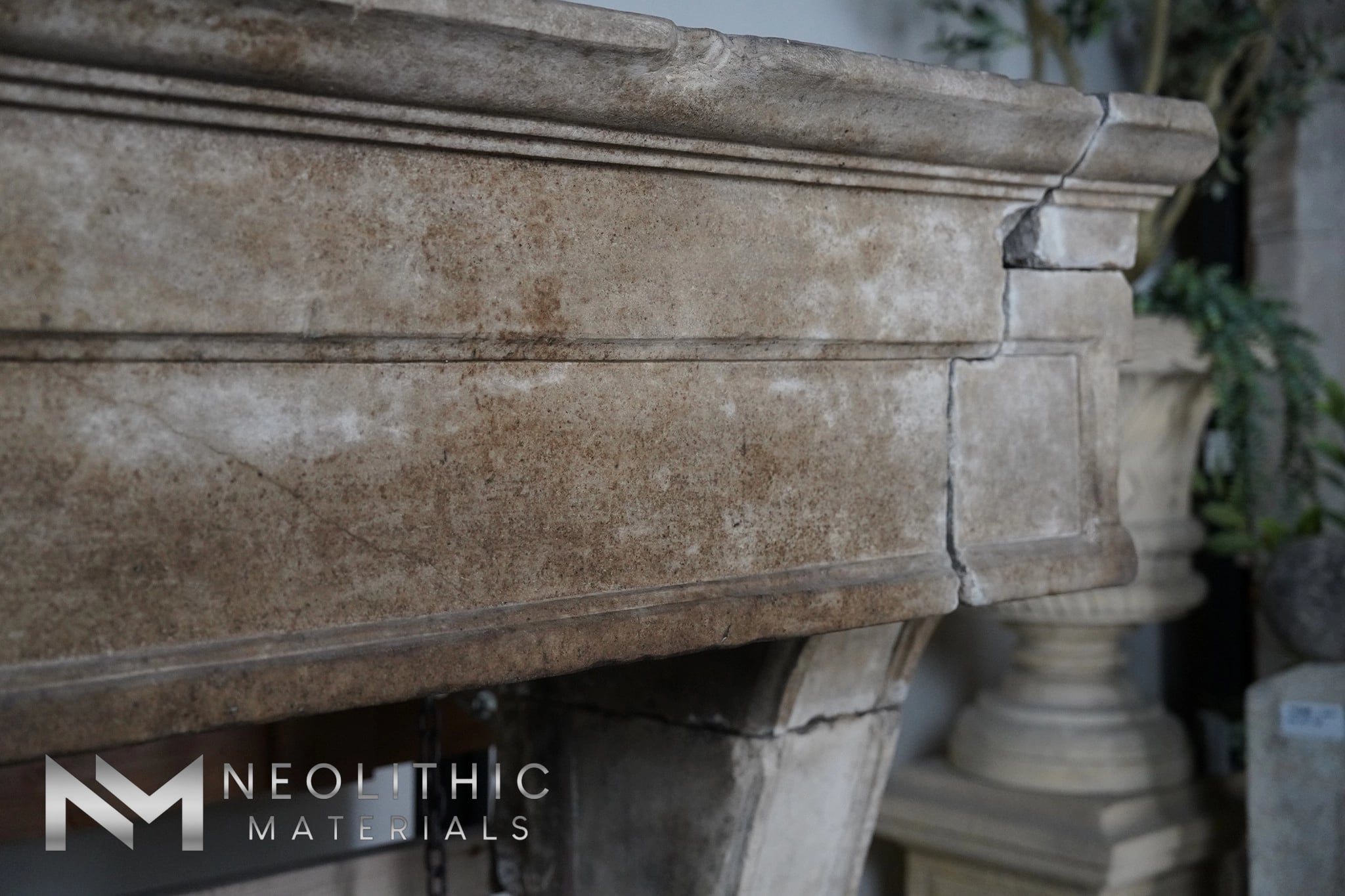 Antique Mediterranean Limestone Fireplace - Image 7