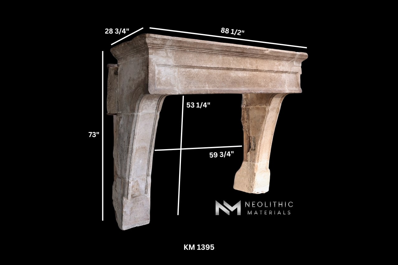 Antique Mediterranean Limestone Fireplace - Image 4
