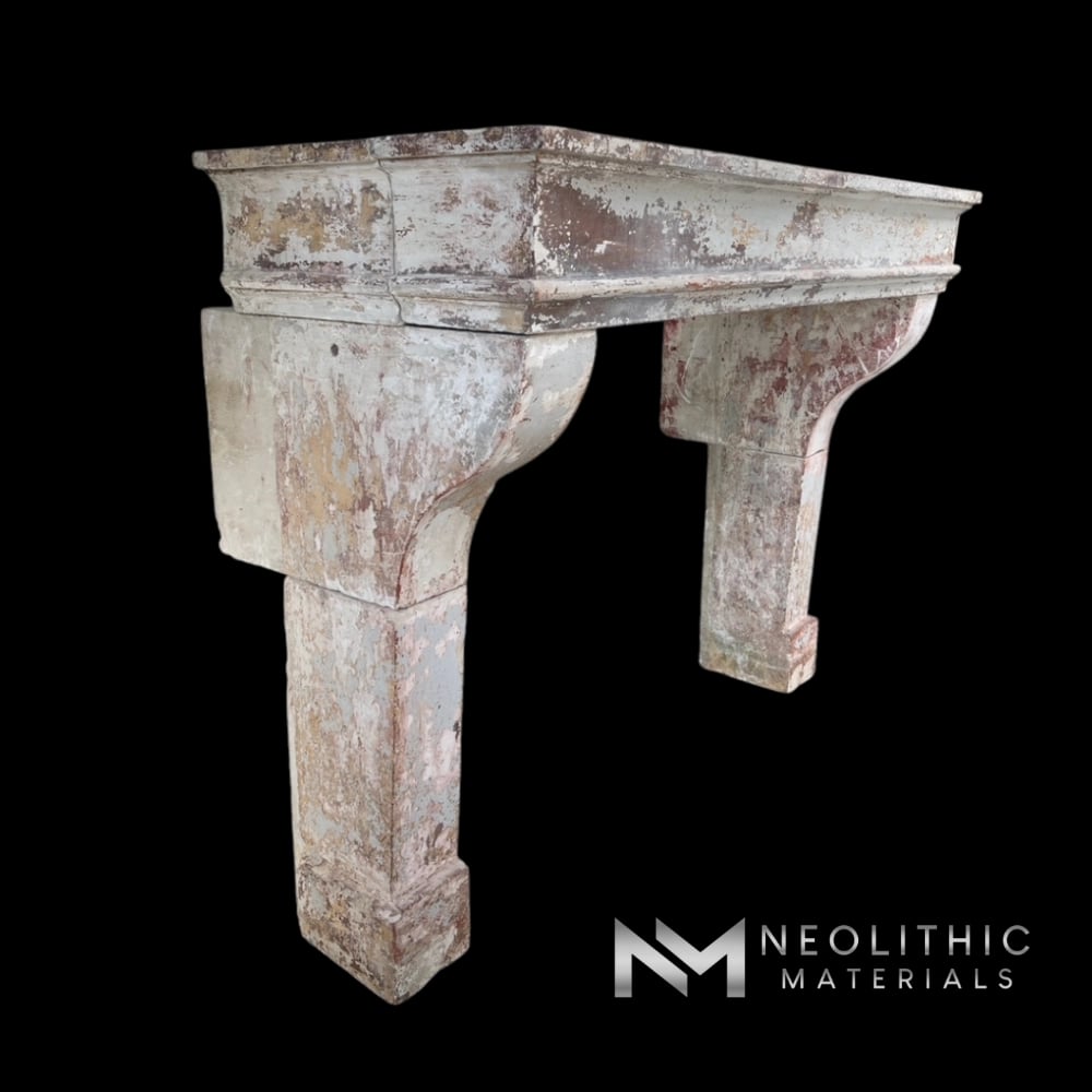 Antique 19th Century Limestone Fireplace